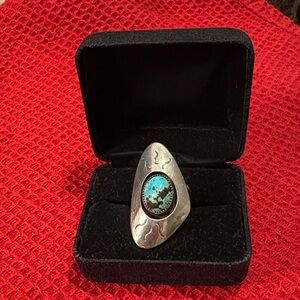 Sterling Silver Turquoise Statement Ring - Shadow Box Setting